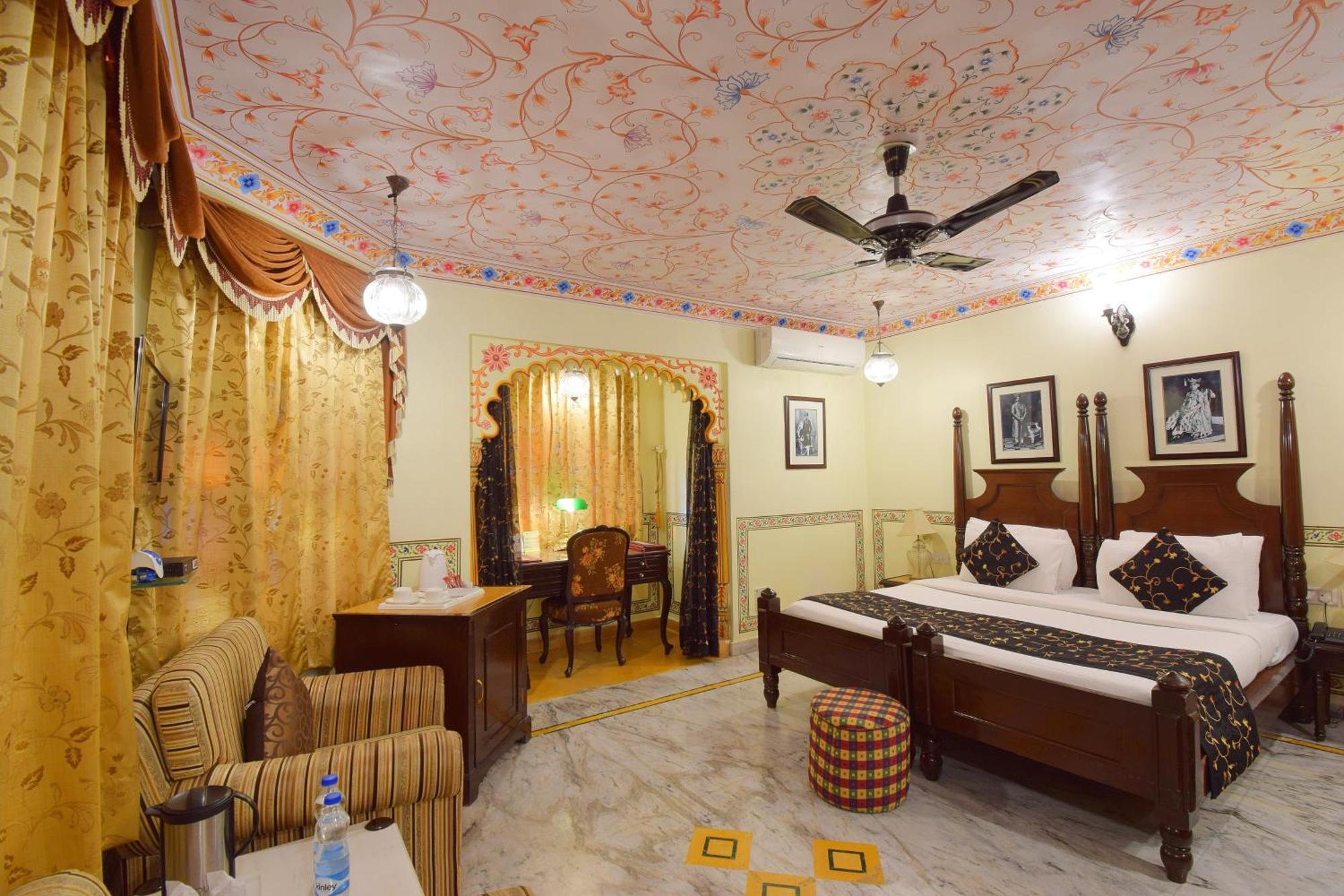 Royal Suite pickup on arrival from train or bus station Enjoy a daily Rajasthani dance & music show from 7–9 PM swimming pool a dedicated travel desk to assist local sightseeing tours intercity travel arrangements & activities