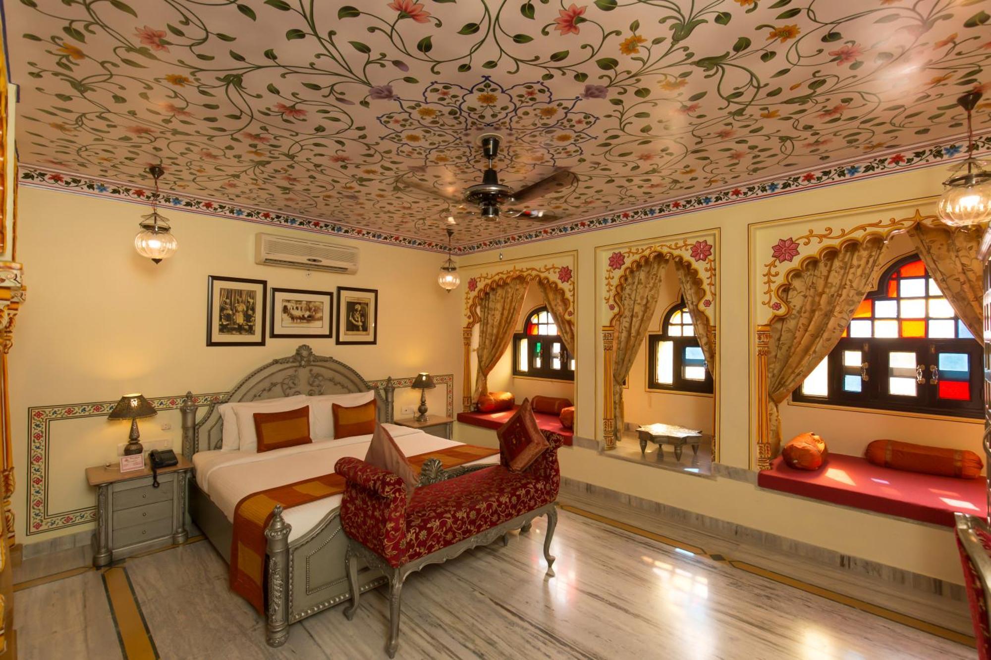 Royal Suite Family pickup on arrival from train or bus station Enjoy a daily Rajasthani dance & music show from 7–9 PM swimming pool a dedicated travel desk to assist local sightseeing tours intercity travel arrangements & activiti