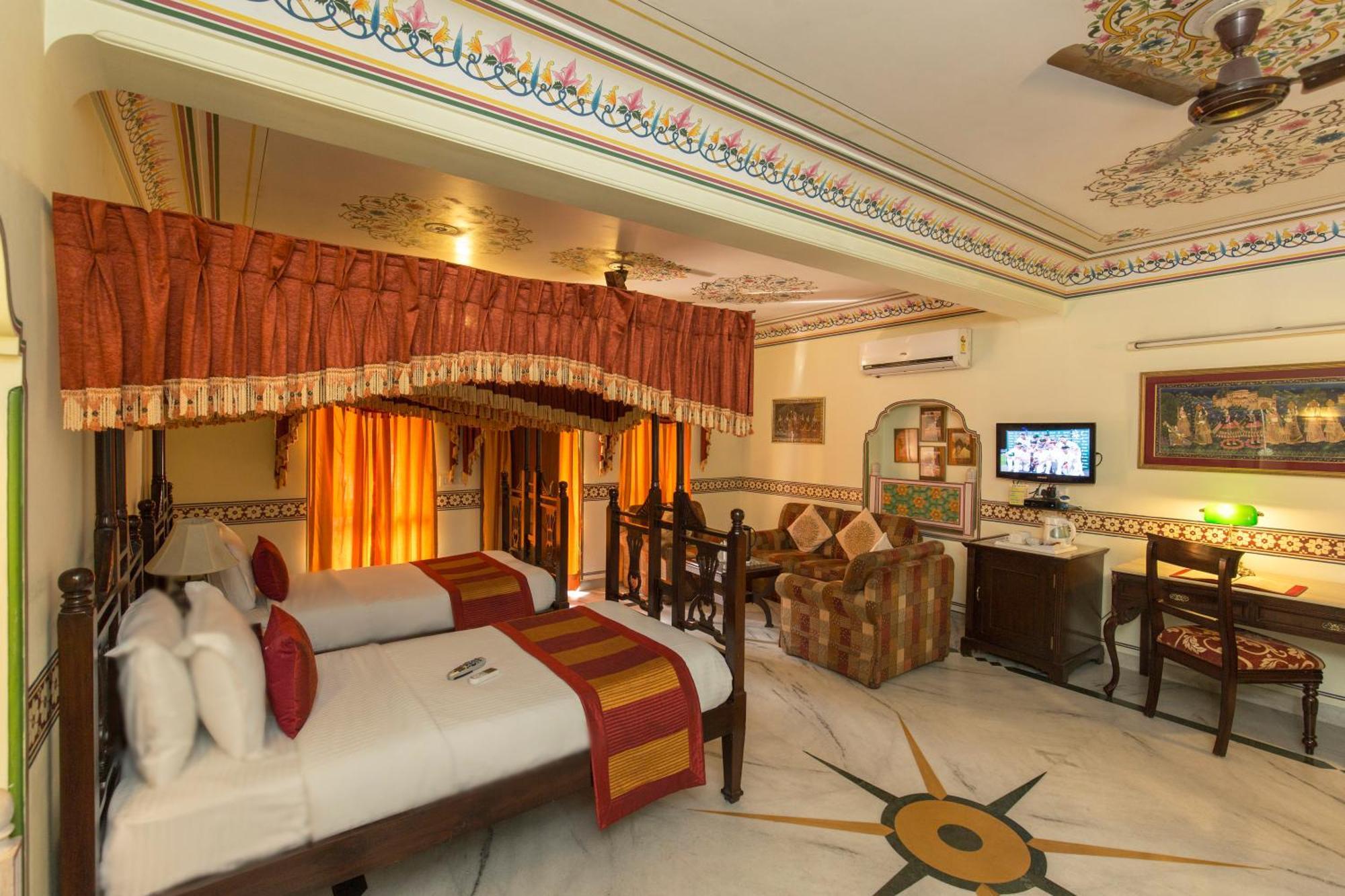 Royal Suite pickup on arrival from train or bus station Enjoy a daily Rajasthani dance & music show from 7–9 PM swimming pool a dedicated travel desk to assist local sightseeing tours intercity travel arrangements & activities
